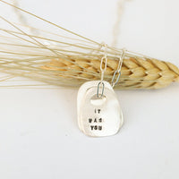 "From the moment we met, it was you" Rune Quote Necklace - Chocolate and Steel