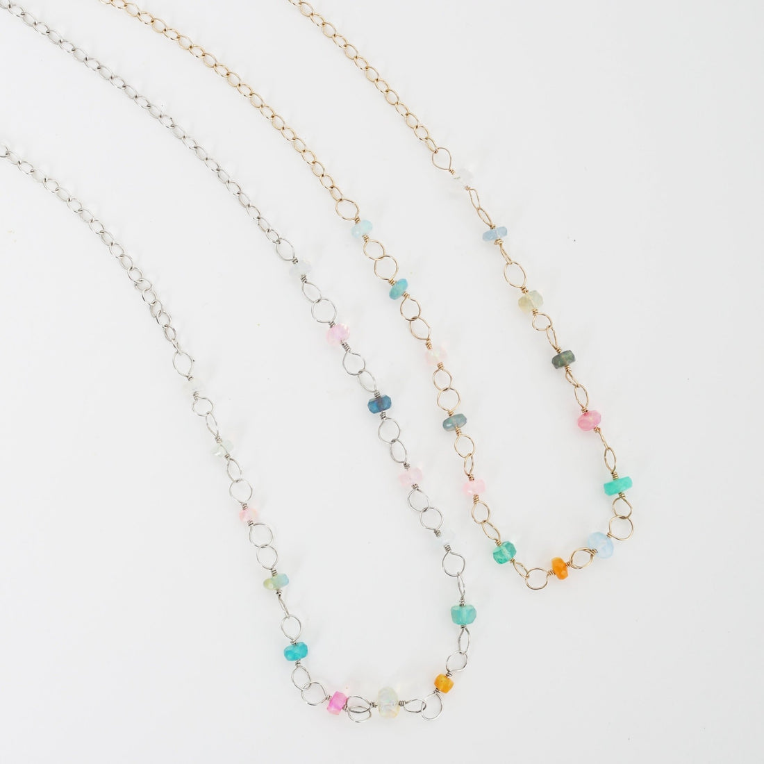 Funfetti Opal Chain Necklace - Chocolate and Steel