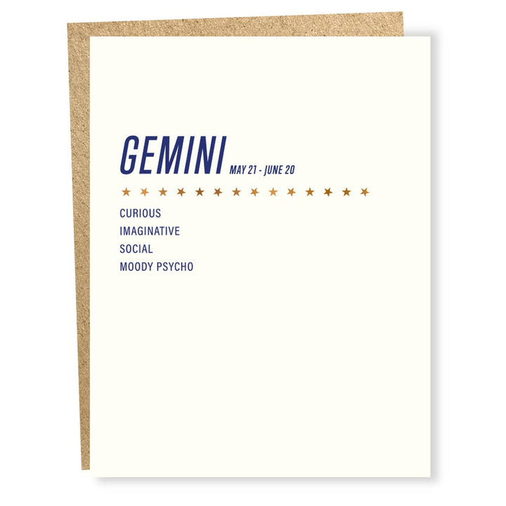 Gemini Card - Chocolate and Steel