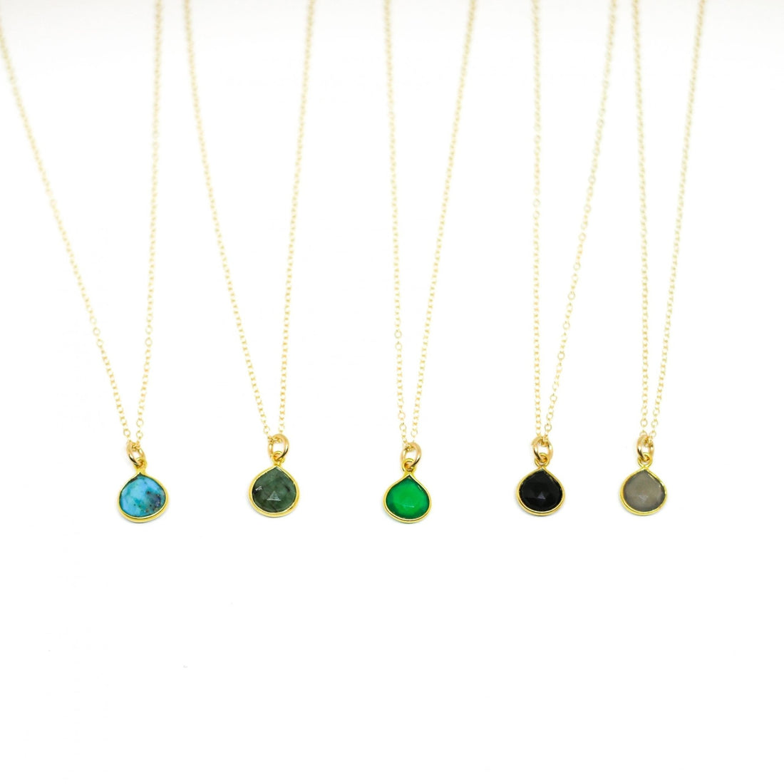 Gemstone Drop Necklaces - Chocolate and Steel