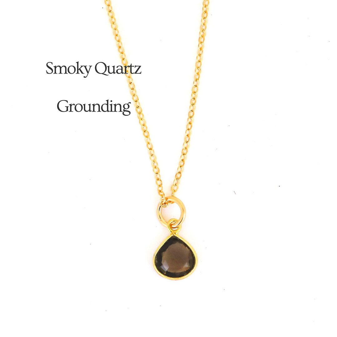 Gemstone Drop Necklaces - Chocolate and Steel