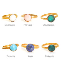 Gemstone Stacking Rings - Opal, Chrysoprase, Lapis, Malachite or Moonstone - Chocolate and Steel