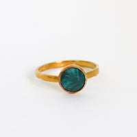 Gemstone Stacking Rings - Opal, Chrysoprase, Lapis, Malachite or Moonstone - Chocolate and Steel