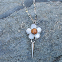 Gretchen Daisy Necklace - Chocolate and Steel