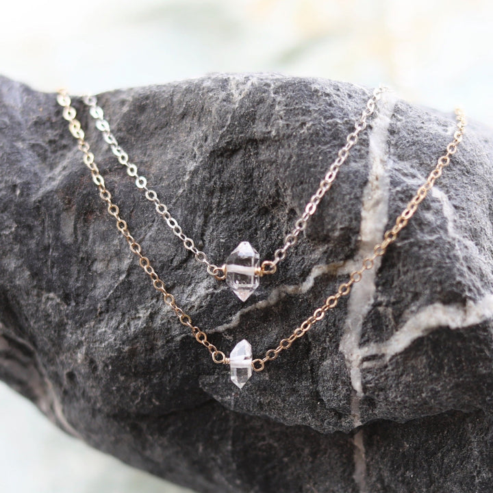 Herkimer Diamond Choker - Chocolate and Steel