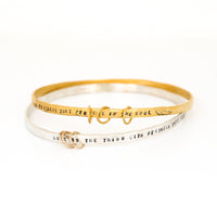 "Hope is the thing with feathers" -Emily Dickinson three ring bangle bracelet - Chocolate and Steel