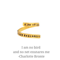 "I am No Bird and No Net Ensnares Me" -Charlotte Brontë Wrap Ring - Chocolate and Steel