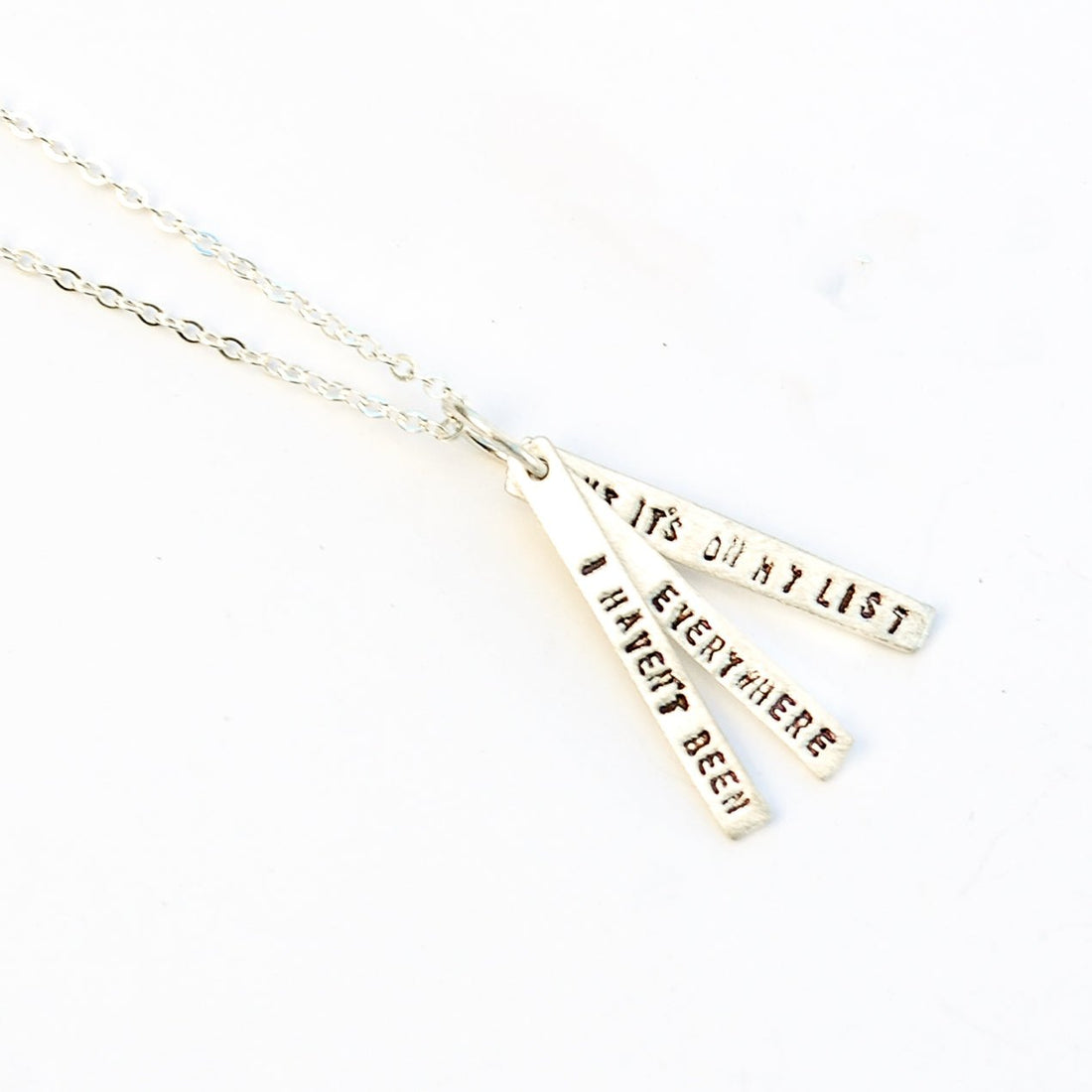 "I haven't been everywhere but it's on my list" -Susan Sontag quote necklace - Chocolate and Steel