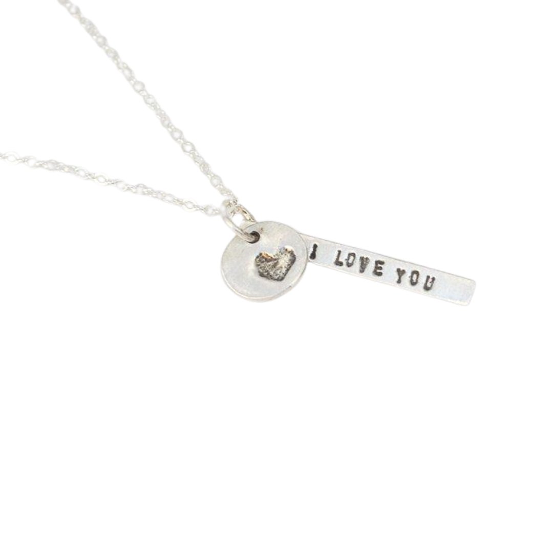 "I love you" Quote Necklace - Chocolate and Steel