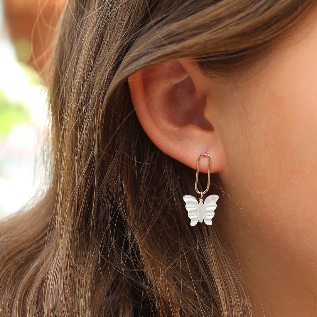 Indra Butterfly Link Earrings - Chocolate and Steel