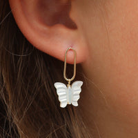 Indra Butterfly Link Earrings - Chocolate and Steel