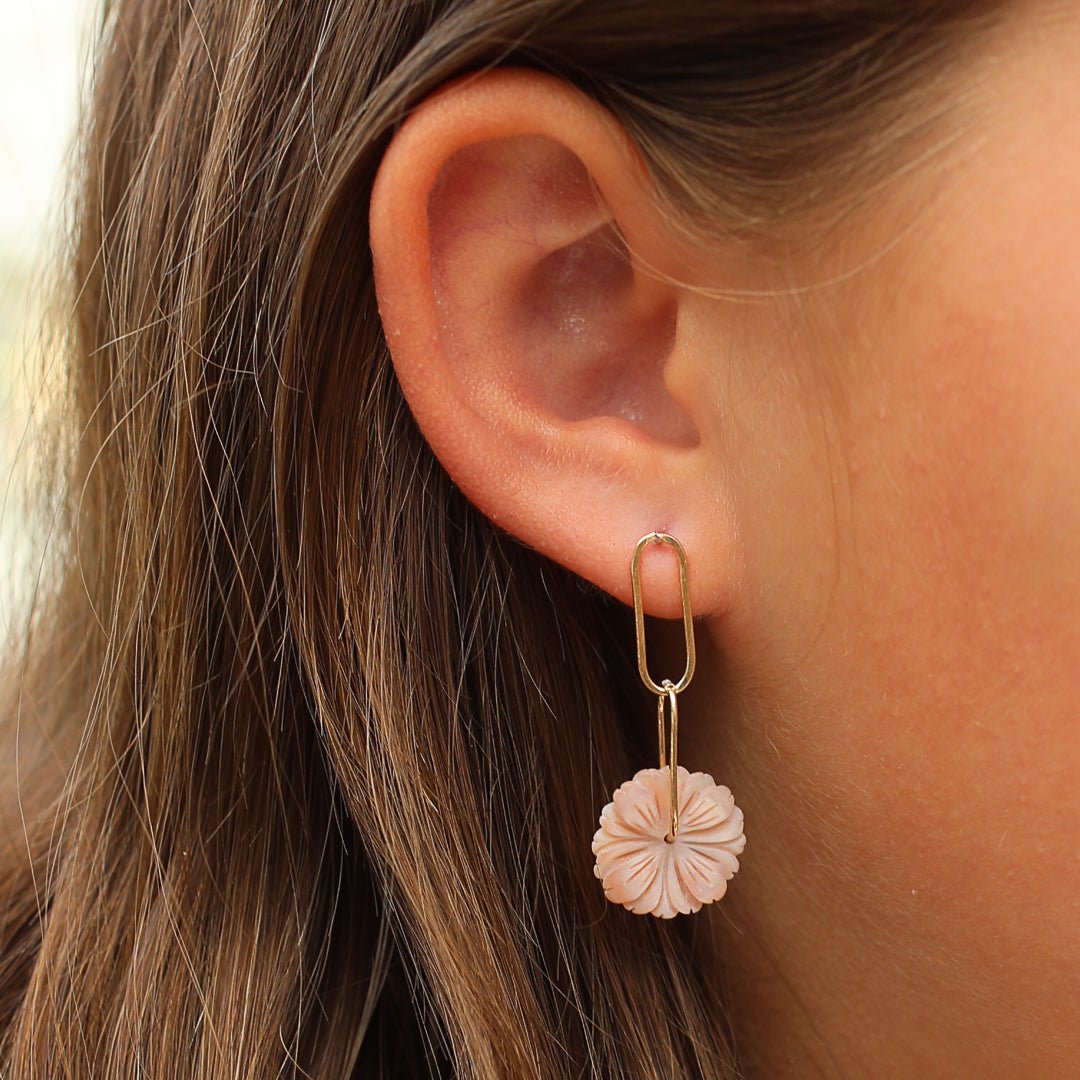 Indra Flower Link Earring - Chocolate and Steel