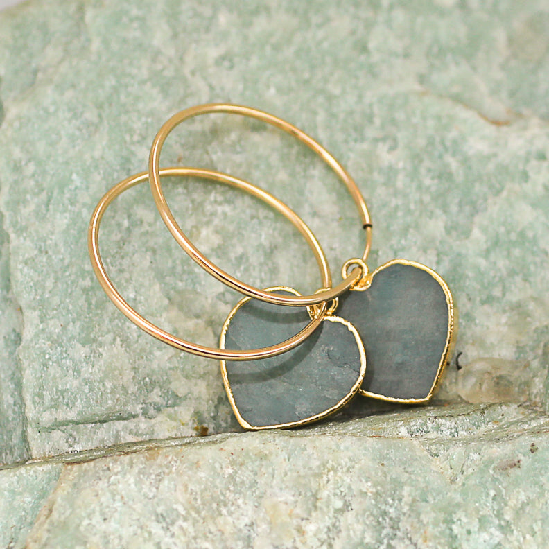 Isla Gemstone Heart Hoop Earrings - all birthstones