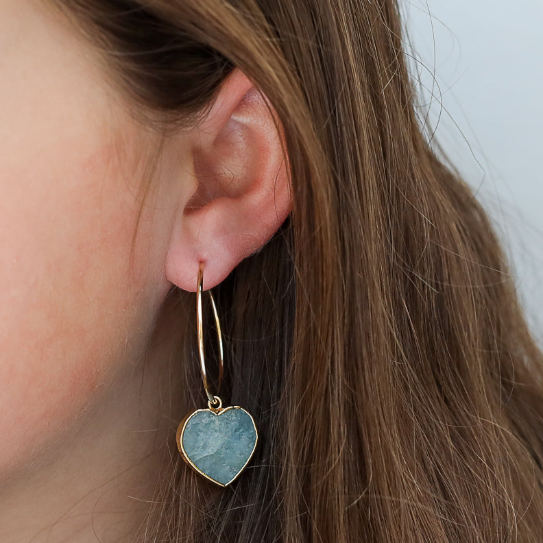 Isla Gemstone Heart Hoop Earrings - all birthstones