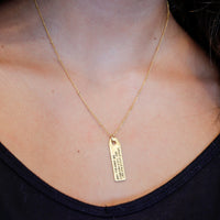 "Jane Austen" Luggage Tag Quote Necklace - Chocolate and Steel