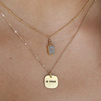 "Je T'aime," french for "I love you" square necklace - Chocolate and Steel