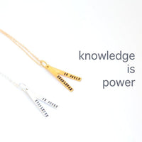 "Knowledge is Power" - Francis Bacon Quote Necklace - Chocolate and Steel