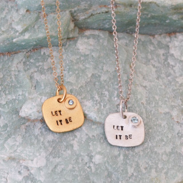 "Let It Be" -Paul McCartney John Lennon Beatles Square quote necklace - Chocolate and Steel