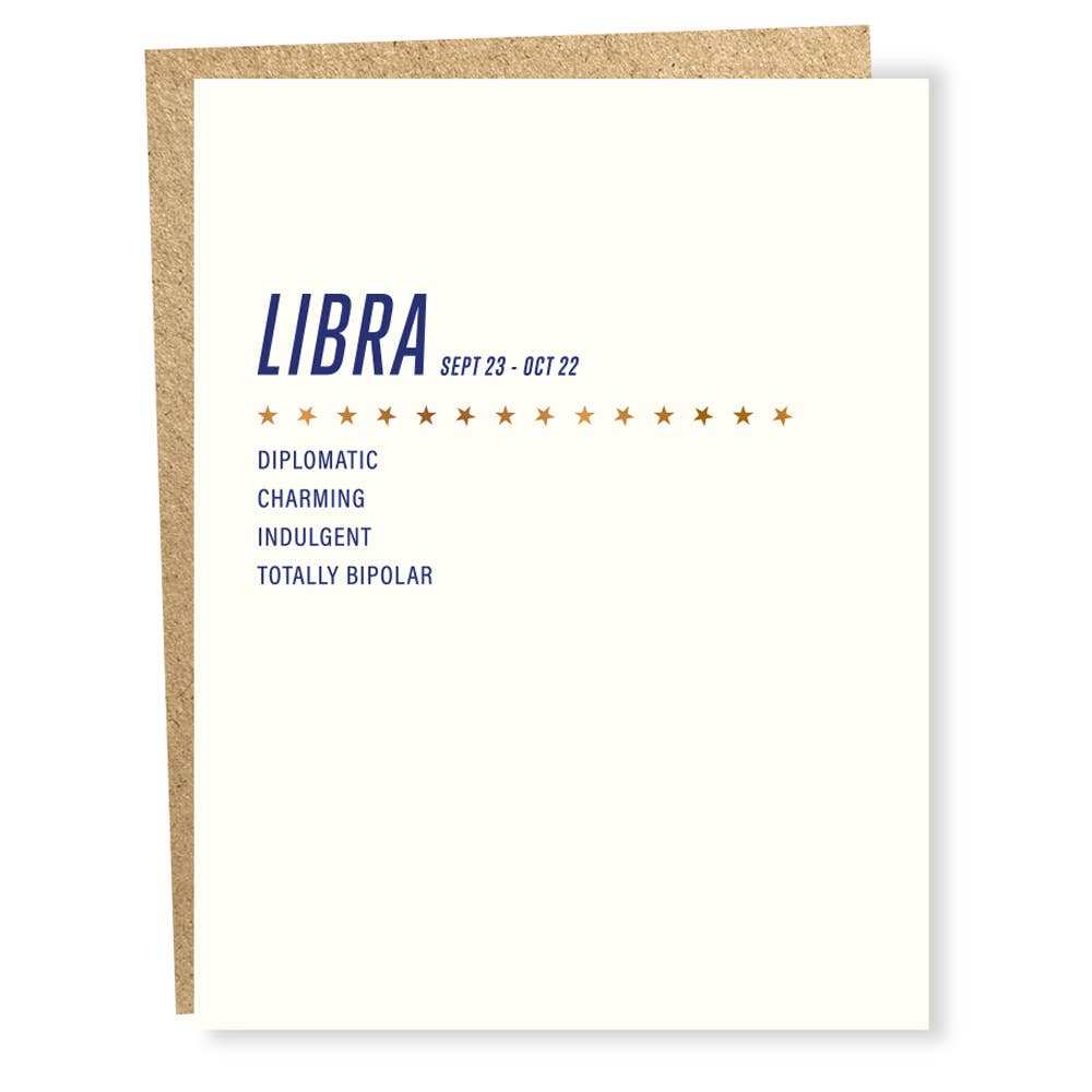 Libra - Birthday Card - Chocolate and Steel