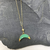 Limited Edition - Power Gemstone Moon Necklace - Chocolate and Steel