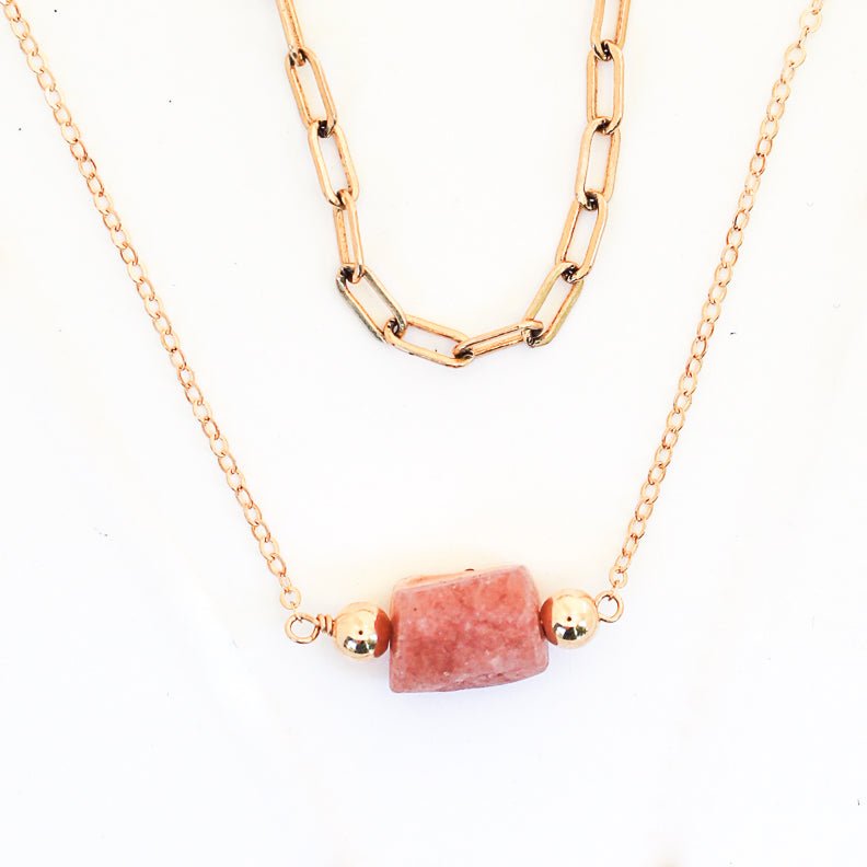 Limited Edition Small Barrel Gemstone Choker Necklaces - Chocolate and Steel