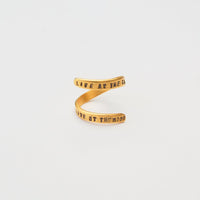 "Live by the sun, love by the moon" quote wrap ring - Chocolate and Steel