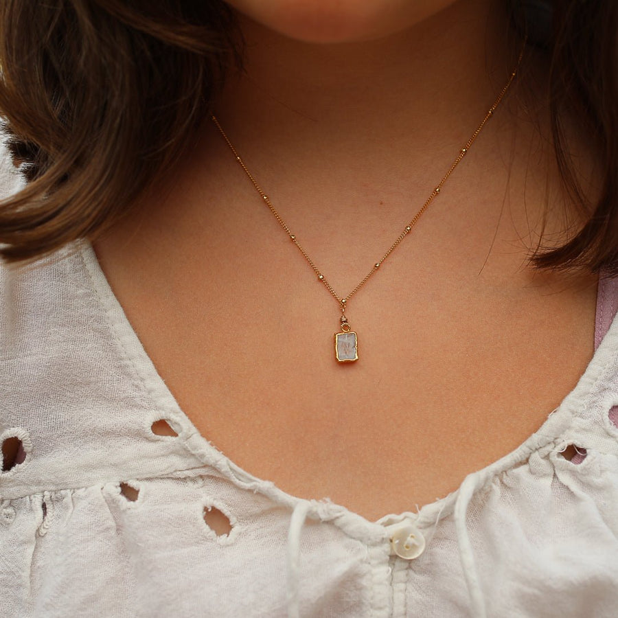 Lotta Moonstone Necklace - Chocolate and Steel