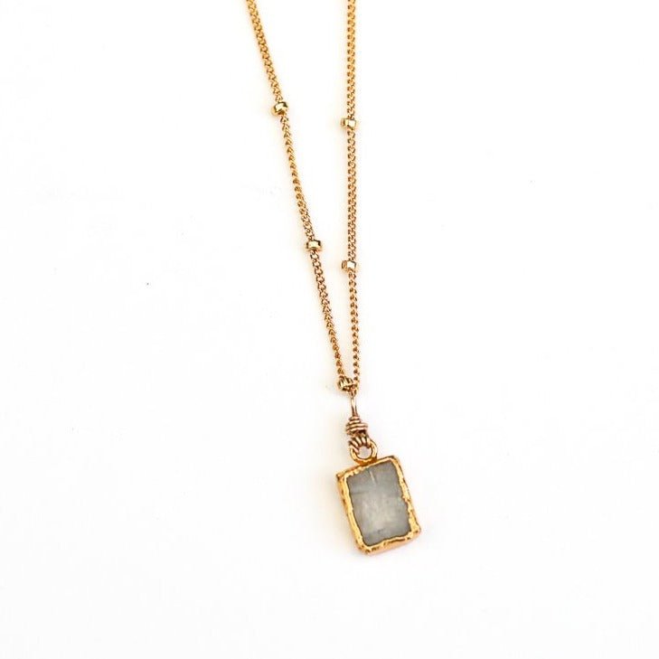 Lotta Moonstone Necklace - Chocolate and Steel