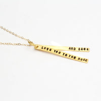 "Love You to the Moon and Back" quote necklace - Chocolate and Steel
