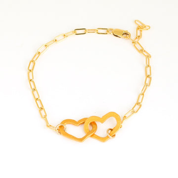 Lucinda Link Heart Chain Bracelet - Chocolate and Steel