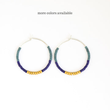 Maeve Color blocked beaded hoop earrings - Chocolate and Steel