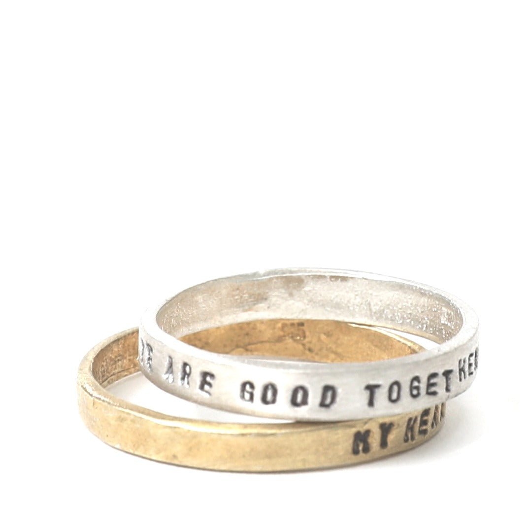 Message Stacking Rings - Love Edition - Chocolate and Steel