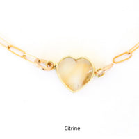 Mia Gemstone Heart Necklaces Birthstones - Chocolate and Steel