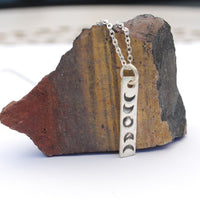 Moon phase necklace - Chocolate and Steel
