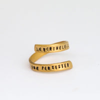 "Nevertheless She Persisted" Wrap Ring - Chocolate and Steel