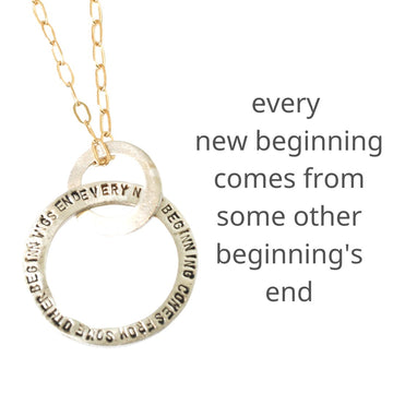 New Beginnings Message Circle Necklace - Chocolate and Steel