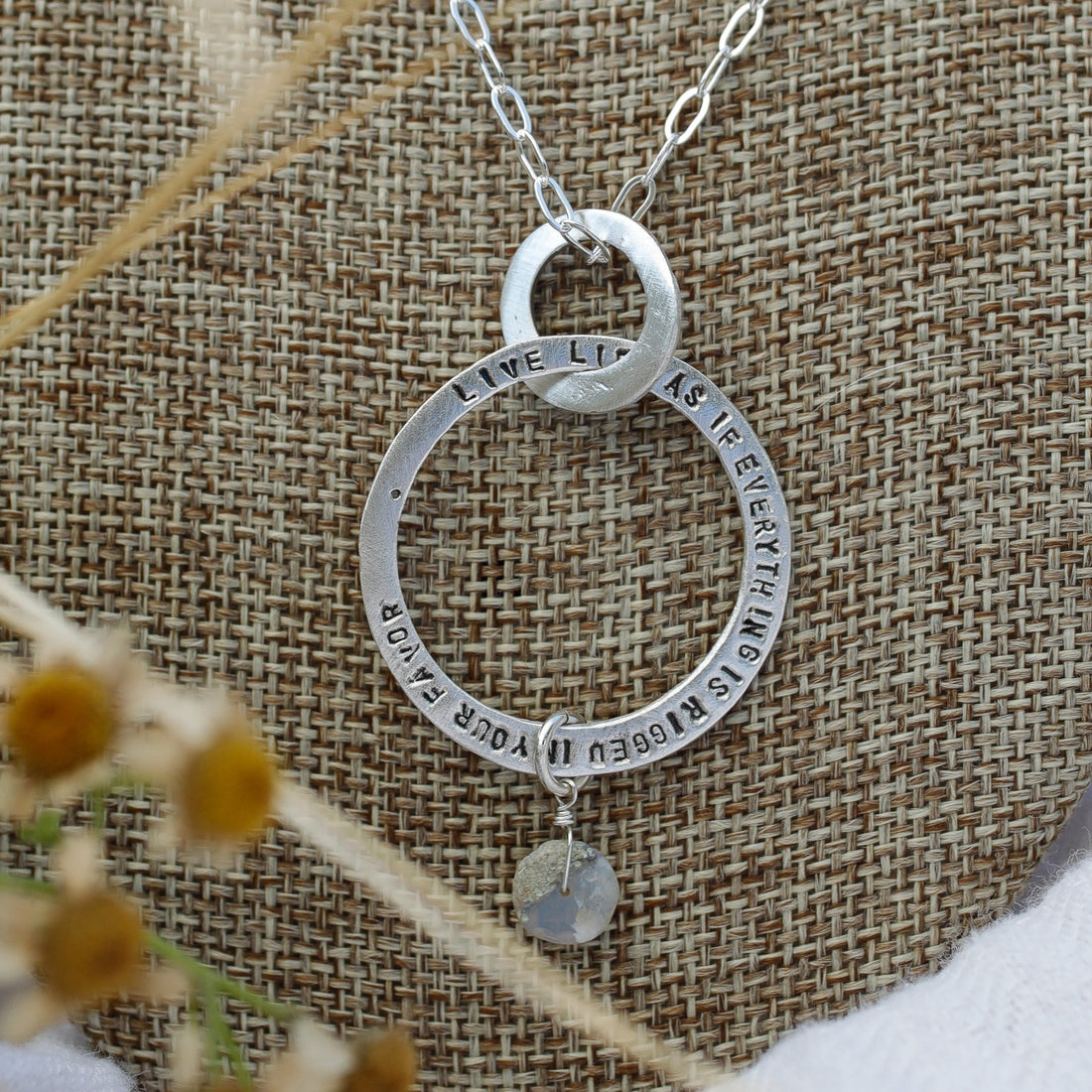 Ram Dass Message Circle Necklace - Chocolate and Steel