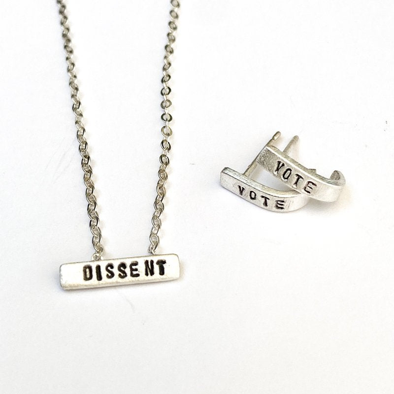 "Dissent" Ruth Bader Ginsburg Tiny Mantra Choker Necklaces