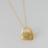 Rumi Rune Quote Necklace "The Rose's Rarest Essence Lives in the Thorns" - Chocolate and Steel