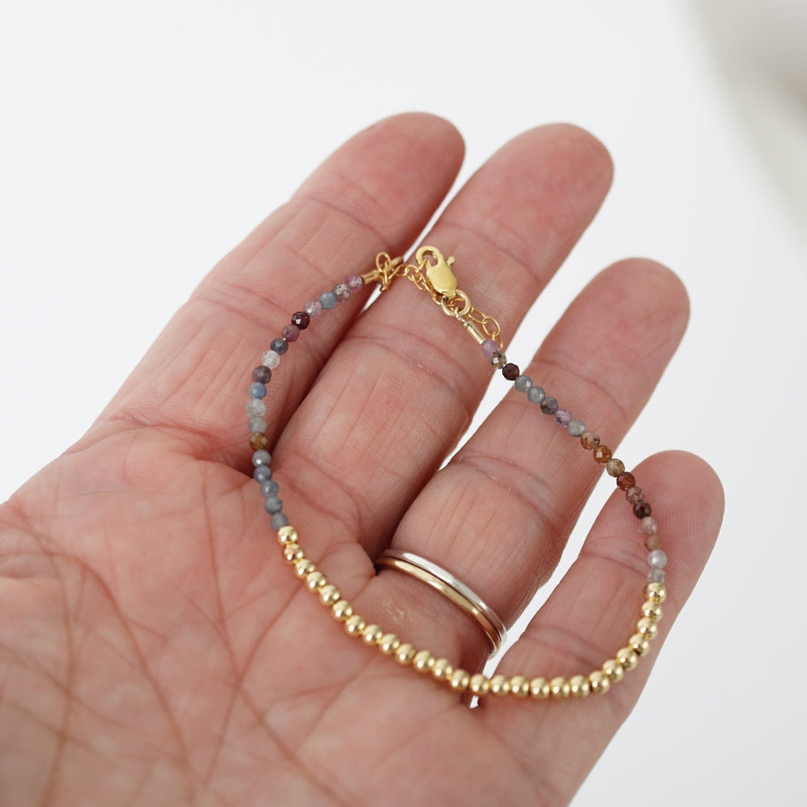 Sapphire Bead Bracelet - Chocolate and Steel