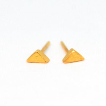 Sculpted Triangle Studs - Chocolate and Steel
