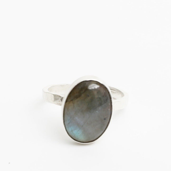 Soteria Labradorite Gemstone Ring - Chocolate and Steel