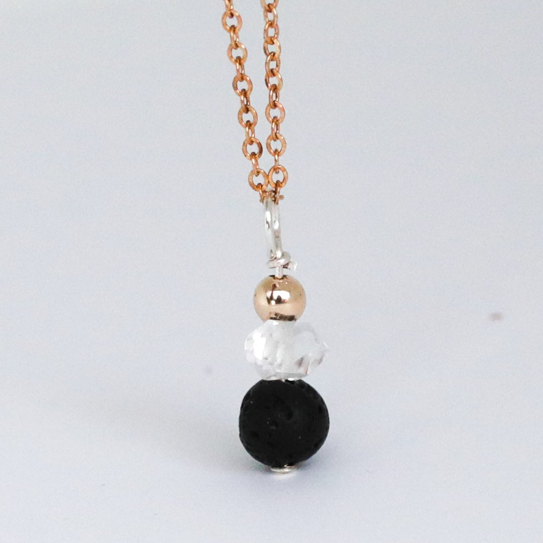 Stacking Stones Diffuser Necklace - Chocolate and Steel