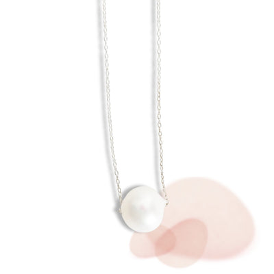 Stardust Floating Pearl Necklace - Chocolate and Steel