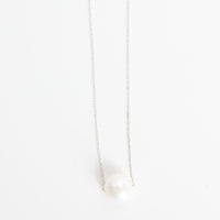 Stardust Floating Pearl Necklace - Chocolate and Steel