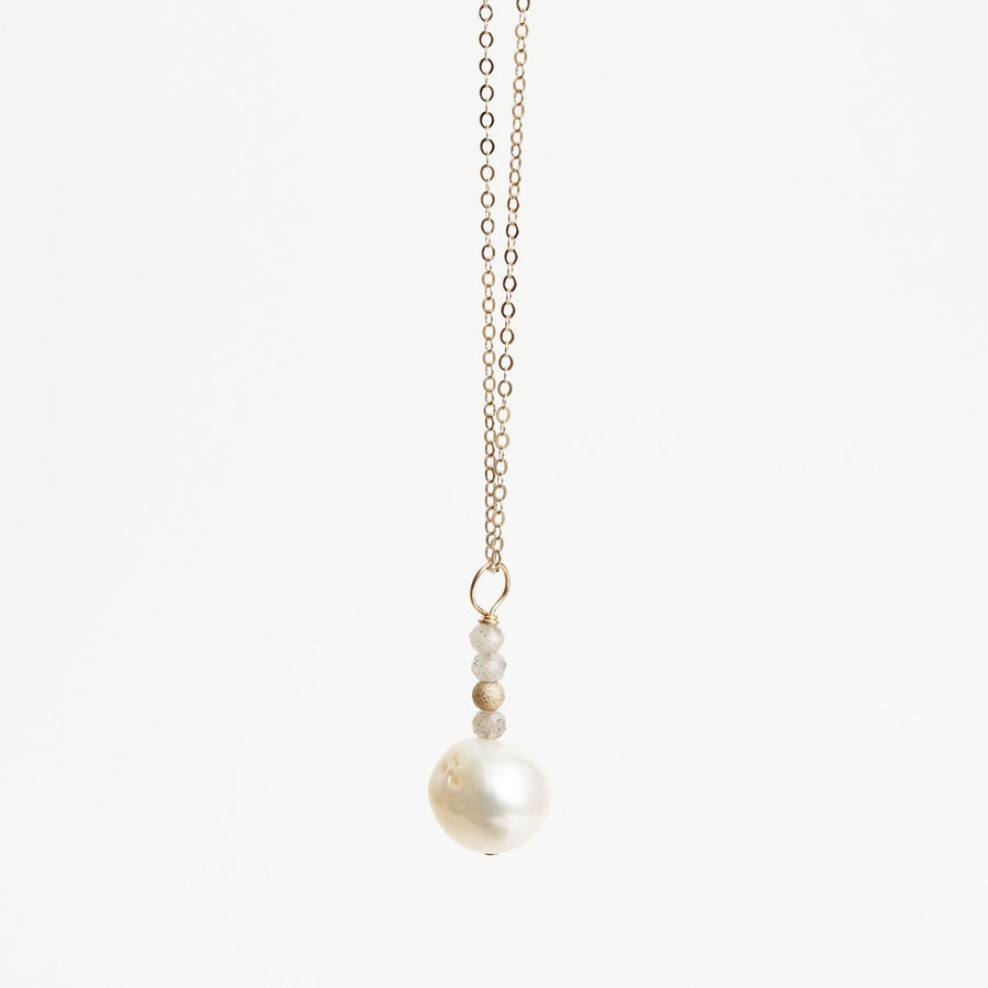 Stardust Pearl Drop Necklace - Chocolate and Steel