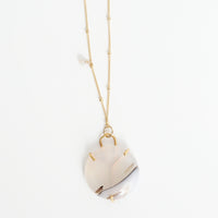 Sunshowers Dendritic Agate Prong Necklace - Chocolate and Steel - 14kt gold fill - 414faire - accentnecklace - Necklace