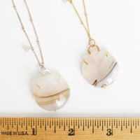 Sunshowers Dendritic Agate Prong Necklace - Chocolate and Steel - 14kt gold fill - 414faire - accentnecklace - Necklace