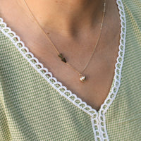 Talia Full Heart Necklace - Chocolate and Steel - 14kt gold vermeil - aquamarine - arrowhead -