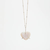 “The Butterfly” Opalescent Butterfly Carved heart - Chocolate and Steel - 7.13Faire - 925 silver - belemnite - Necklace